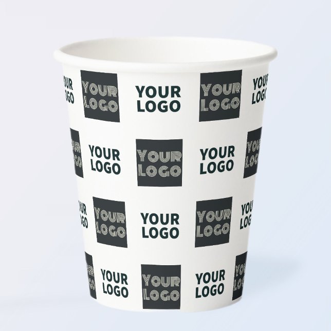 Gobelets En Papier Logo simple à répétition 2 | Blanc (Créateur téléchargé)