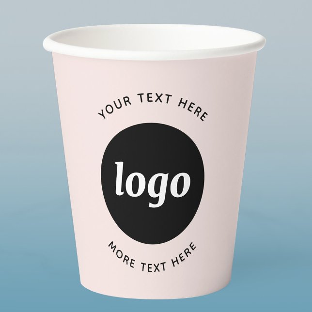 Gobelets En Papier Logo Simple Avec Entreprise Rose Vierge (Logo and text business promotional paper cup)