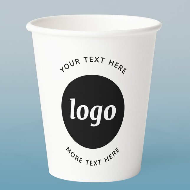 Gobelets En Papier Logo Simple Avec Entreprise Texte (Simple logo with text promotional business paper cup)