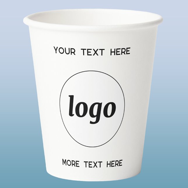 Gobelets En Papier Logo Simple Avec Texte Entreprise (Simple logo with custom text business branding promotional paper cup)