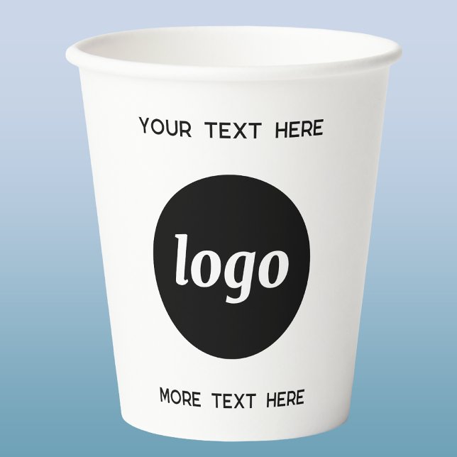 Gobelets En Papier Logo Simple Avec Texte Entreprise (Simple logo with custom text business branding promotional paper cup)
