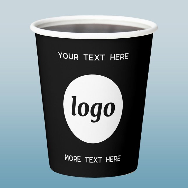 Gobelets En Papier Logo Simple Avec Texte Professionnel Promotionnel  (Simple logo with custom text business branding promotional paper cups)