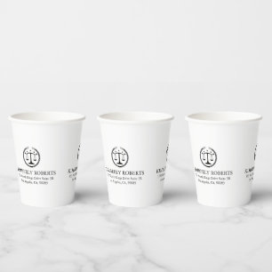Gobelets En Papier Logo Simple Minimaliste De Justice Noire Sur Blanc