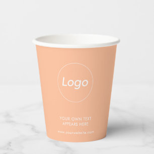 Gobelets En Papier Logo Takeaway Café Business Peach