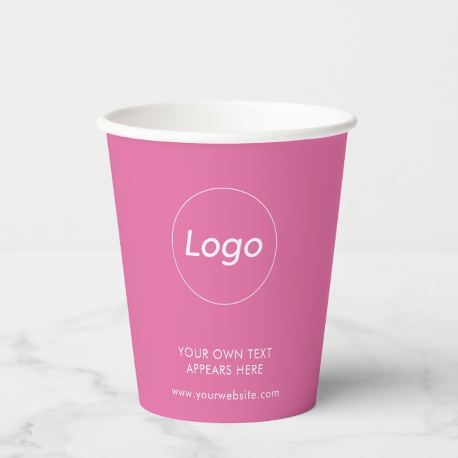 Gobelets En Papier Logo Takeaway Café Business Pink (Recto)