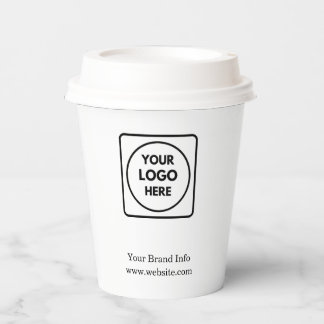 Gobelets En Papier Logo White Business | Marque minimaliste propre