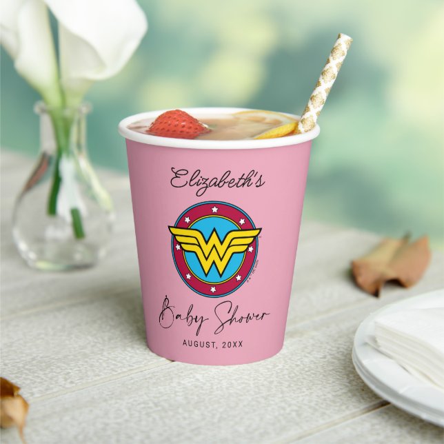 Gobelets En Papier Logo Wonder Woman | Nouveau bébé bientôt (Insitu)