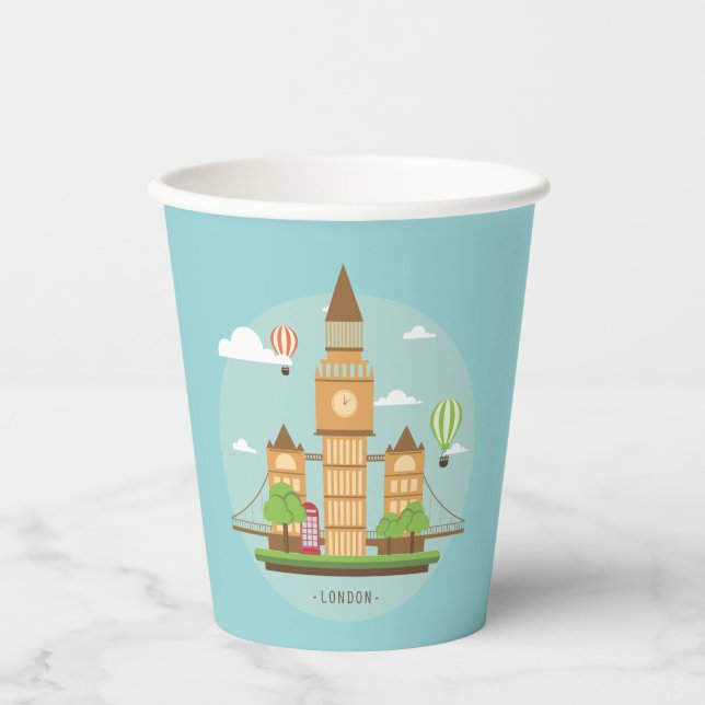 Gobelets En Papier Londres Angleterre Landmarks Paper Cups Party (Recto)