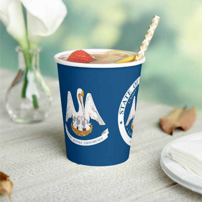 Gobelets En Papier Louisianian Flag & Seal, Flag of Louisiana (Insitu)