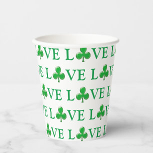 Gobelets En Papier Love Green Clover Shamrock Motif moderne mignon