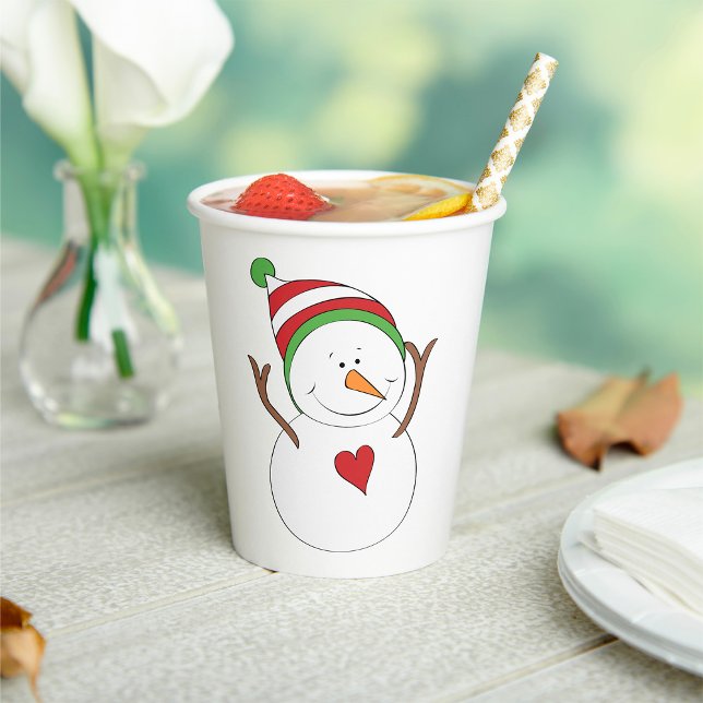 Gobelets En Papier Love Heart Snowman (Créateur téléchargé)