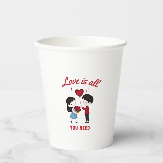 Gobelets En Papier Love Is All You Need (Recto)
