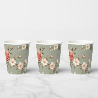Gobelets En Papier LoveBird Floral Paper Cups