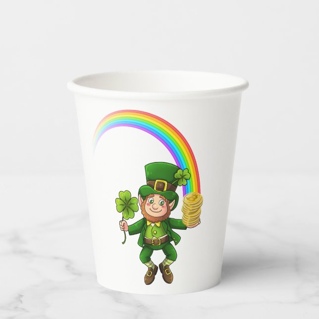 Gobelets En Papier Lucky Bitcoin Rainbow Leprechaun (Recto)
