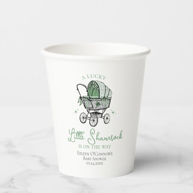 Gobelets En Papier Lucky Little Shamrock St patrick Baby shower (Recto)