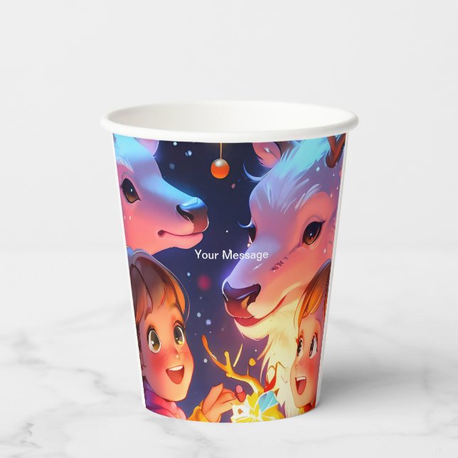 Gobelets En Papier Lumière de Noël enchantée (Verso)