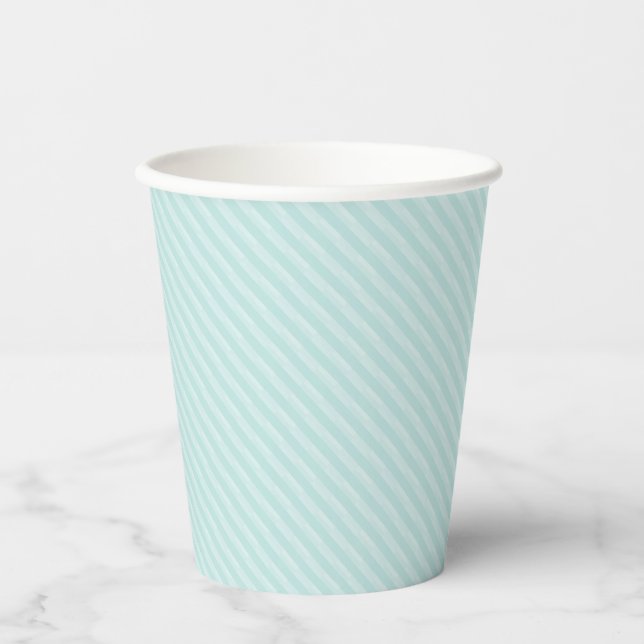 Gobelets En Papier Lumière Turquoise Blanc Fun Stripes Simplement Élé (Recto)