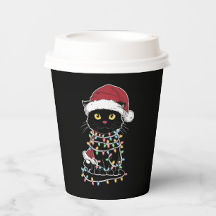 Gobelets En Papier Lumières de Noël pour amateur de chat drôle