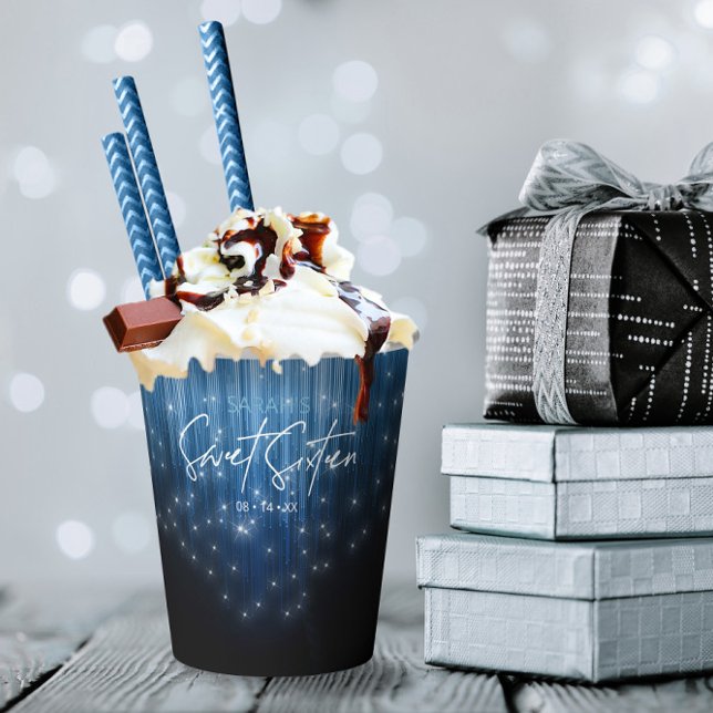 Gobelets En Papier Lumières en cascade Sweet 16 Blue ID790 (Créateur téléchargé)