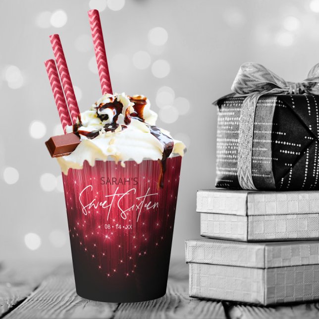 Gobelets En Papier Lumières en cascade Sweet 16 Red ID790 (Créateur téléchargé)