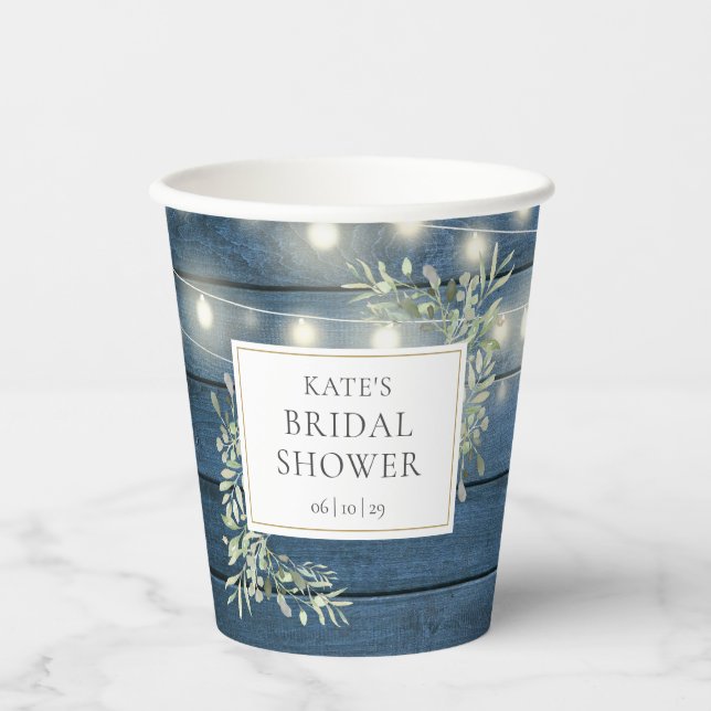 Gobelets En Papier Lumières Guinguette Rustiques Mariage Shower (Recto)