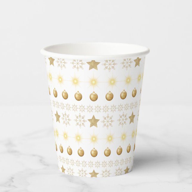 Gobelets En Papier Luxury Gold & White Christmas (Recto)