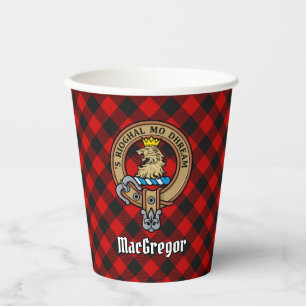 Gobelets En Papier MacGregor Crest sur Rob Roy Tartan Papier Cups