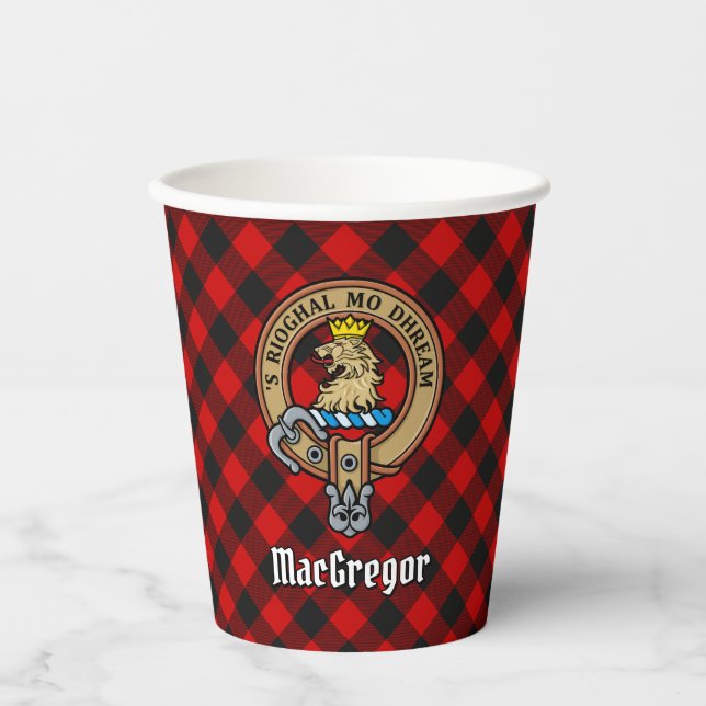 Gobelets En Papier MacGregor Crest sur Rob Roy Tartan Papier Cups (Recto)