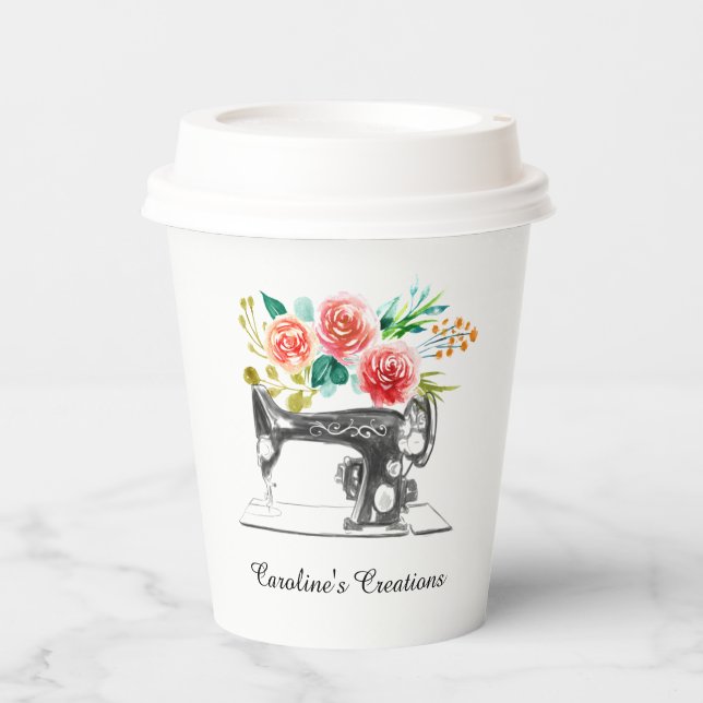 Gobelets En Papier Machine à coudre fabricant noir blanc affaires (Recto)