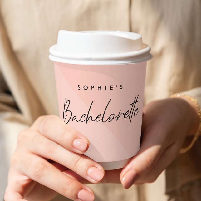 Gobelets En Papier Mademoiselle Peach Rose | Pastel Moderne Minimalis (Créateur téléchargé)