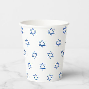 Gobelets En Papier Magen David motif bleu et blanc Hanoukka