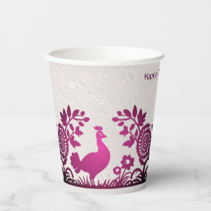 Gobelets En Papier Magenta Thanksgiving Turquie Coupes de papier flor