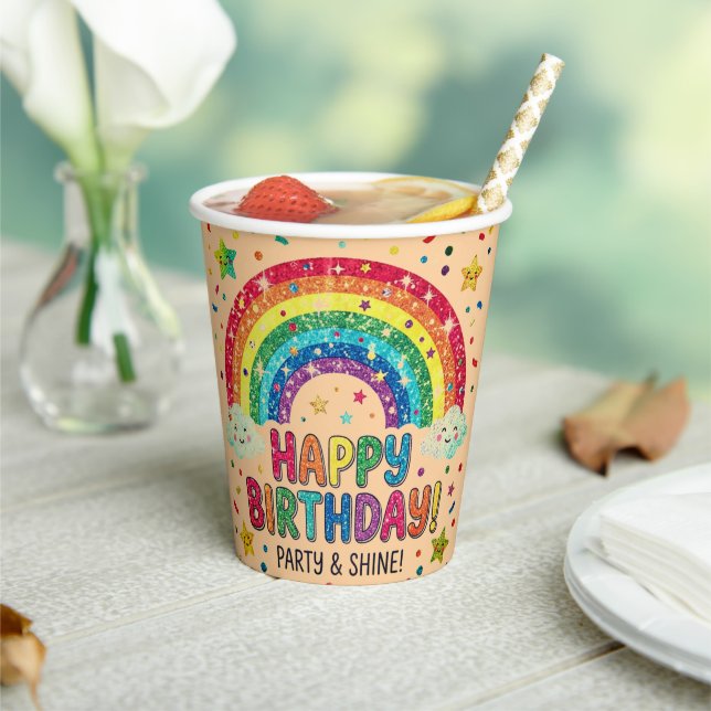 Gobelets En Papier Magical Rainbow birthday party Paper (Insitu)