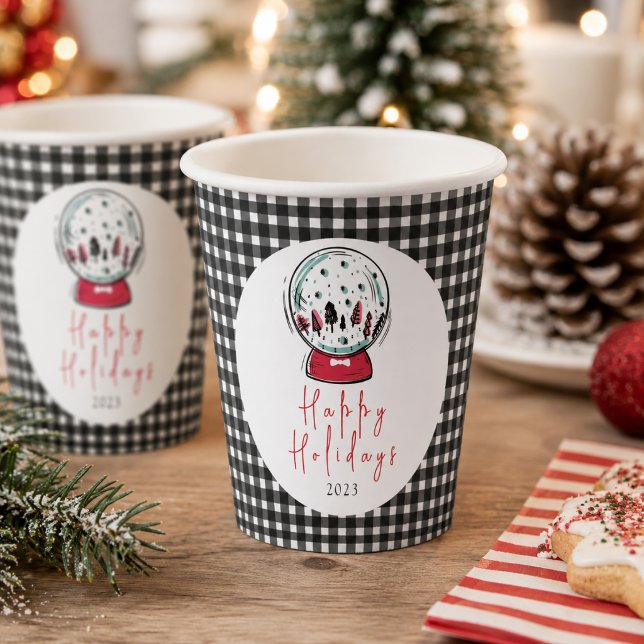 Gobelets En Papier Magical Snow Globe Christmas Party (Magical Snow Globe Christmas Party Paper Cups)