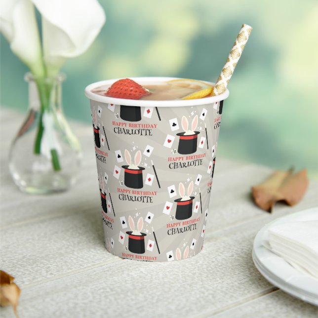 Gobelets En Papier Magicien Show Magicien Enfants Anniversaire Nom pe (Insitu)