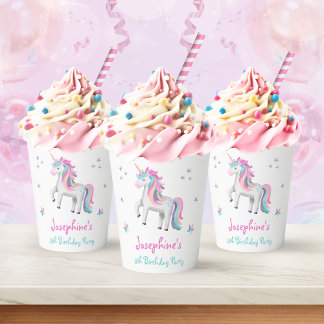 Gobelets En Papier Magique Cute Unicorn Anniversaire des enfants