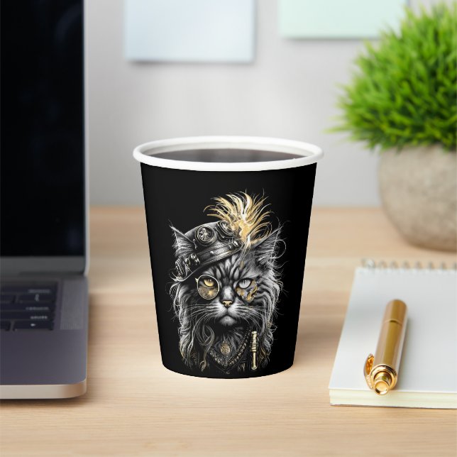 Gobelets En Papier Magnifique chat steampunk (Insitu)