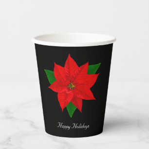 Gobelets En Papier Magnifique fleur de Poinsettia de Noël sur fond no