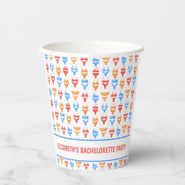 Gobelets En Papier Maillot de bain amusant pour une fête de bachelore (Recto)