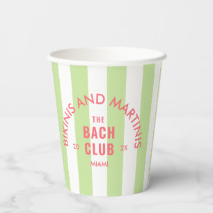 Gobelets En Papier Maillots de bain et martinis Le club Bach à rayure
