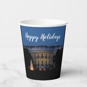 Gobelets En Papier Maison Blanche de Noël à la nuit à Washington DC
