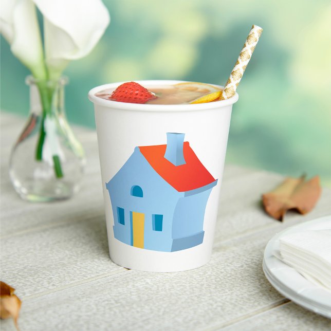 Gobelets En Papier Maison bleue (Créateur téléchargé)