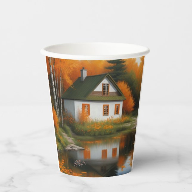 Gobelets En Papier maison d'automne (Recto)