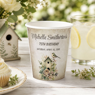Gobelets En Papier Maison d'oiseau Botanique Nature 75e Anniversaire