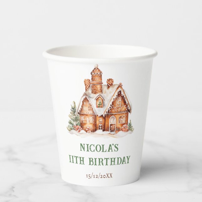 Gobelets En Papier Maison en pain d'épice décorer fête d'anniversaire (Recto)