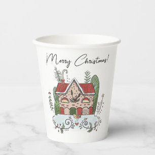 Gobelets En Papier Maison en pain d'épices de Noël Oiseau Hiver