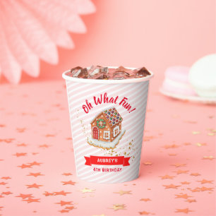 Gobelets En Papier Maison en pain d'épices rose Noël Anniversaire