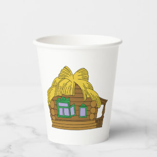 Gobelets En Papier Maison en rondins slave rustique Toit de chaume tr