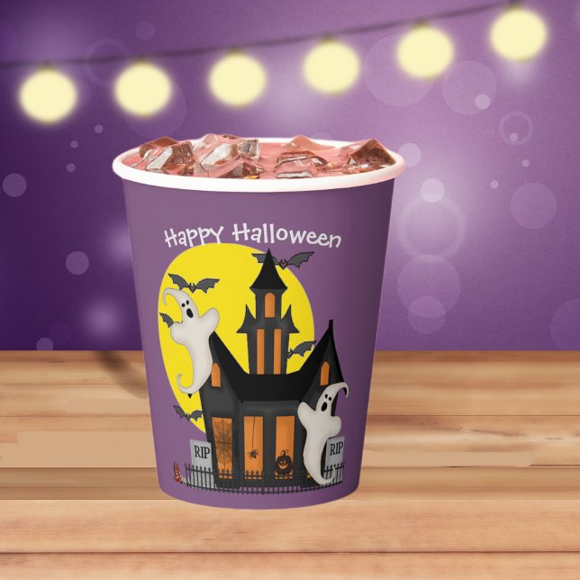 Gobelets En Papier Maison hantée d'Halloween (Créateur téléchargé)