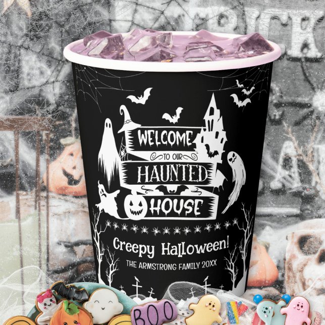 Gobelets En Papier Maison hantée Famille Halloween (Haunted House Halloween Family Paper Cups ©Susanne Sachers - Sunny Mind 🌞)